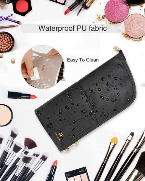Makeup Brush Bag Travel Makeup Brush Holder Large Makeup Brush Case Organizer Professional Cosmetic Bag Artist Makeup Brush Holder Stand-up Foldab...