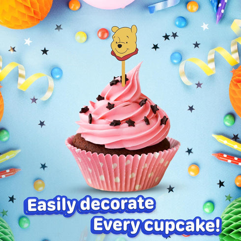 24x Honey Bear Cupcake Toppers – Strong Picks Happy Birthday Décor, Cupcake Decorations for Kids' Birthdays...