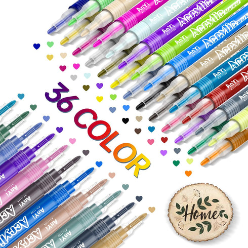 Acrylic Paint Marker Pens, 36 Colors Premium Waterproof Permanent Paint Art Marker Pen Set for Halloween Painting Pumpkins, Christmas Gifts, Rock ...
