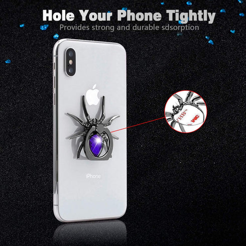 Allengel Spider Phone Ring Holder Stand, Animal Phone Ring Finger Grip Rhinestone Phone Kickstand for All Smartphone (Purple)...