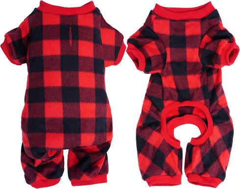 Pet Christmas Pajamas Red Black Buffalo Plaid Jumpsuit Dog Cat Soft Winter Clothes Puppy Doggie Checkered Sweater Apparel (X-Large)...