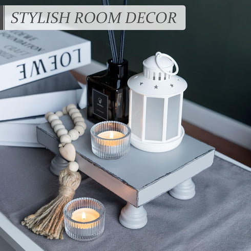 Decorative Wood Riser for Display : Modern Farmhouse Pedestal Stand for Home & Kitchen Decor and Stylish Soap Stand for Sink - Rustic Bathroom Cou...