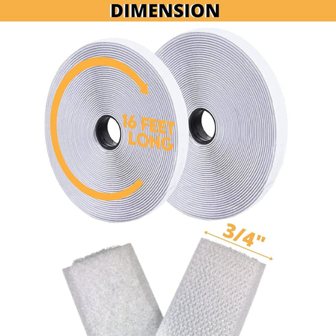 Office Werks Heavy-Duty Hook and Loop Fastener Tape | 16ft Self-Adhesive Reusable Strip | Industrial Strength Nylon Backing | Customizable Sticky ...