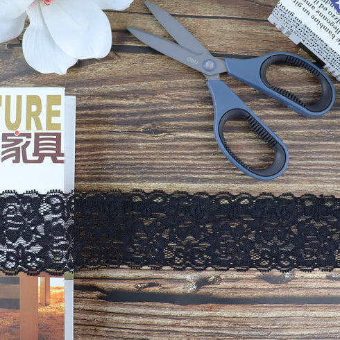 2.4 Inch Black Lace Ribbon,Sewing Lace Trim, Elastic Stretchy Lace Fabric - 5 Yard,Perfect for Crafting,Wedding,Gift Wrapping,Bow Making & Other P...