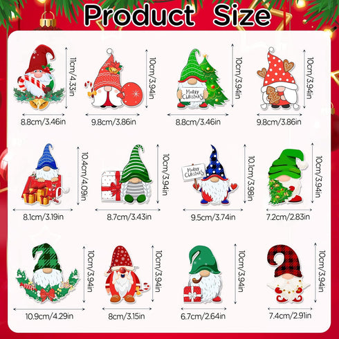 12Pcs Christmas Gnome Refrigerator Magnets Christmas Gnome Fridge Garage Door Magnets Stickers Gnome Christmas Holiday Decorations Ornaments for F...