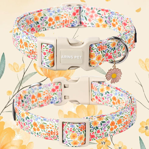 ARING PET Summer Dog Collar-Cute Dog Collar for Small Dogs, Adjustable Cotton Floral Pet Collars Puppy Collar for Small Medium Large Dogs...