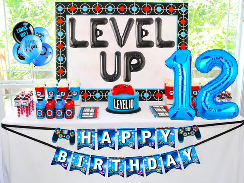 28 PCS Level UP Birthday Decoration Video Game 12 Birthday Decorations Gamer Party Supplies Twelve years old Birthday Party Decorations...