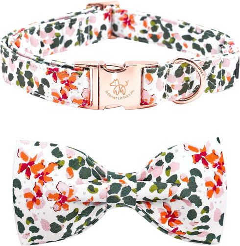 Elegant little tail Dog Collar, Dog Collar with Bowtie, Spring Flower Cute Pink Pet Collar Bow Dog Collars Gift Adjustable Dog Collar for X-Small ...