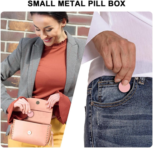 Small Daily Pill Case Pill Box - Portable Metal Pill Container for Pocket Purse, Single Waterproof Pill Holder for Vitamins, Cod Liver Oil, Medici...