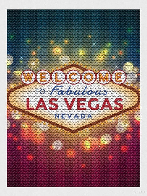 YEEIFFD Welcome Las Vegas Diamond 5D Painting Full Round Drill Art Picture DIY Home Wall Decor for Beginners Adults 12 x 16 inch...
