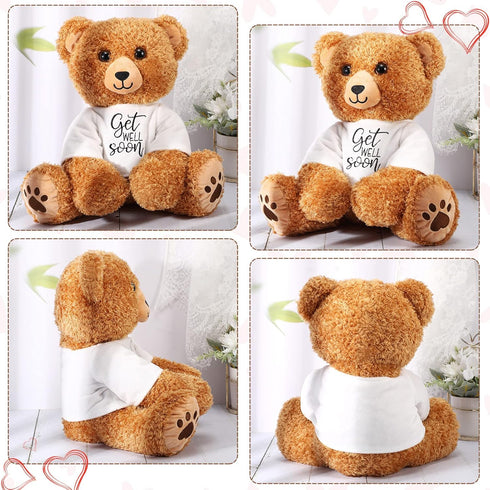 Get Well Soon Bear 16 Inch Bear Stuffed Animals with White T-Shirt Feel Well Soft Bear Plush Hospital Gifts for Boy and Girl (Classic Style)...
