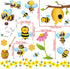 RW-1061 3D Bee Wall Decals Bee Flowers Wall Stickers Cartoon Animals Stickers DIY Removable Animals Tree Branch Wall Art Decor for Kids Babys Nurs...