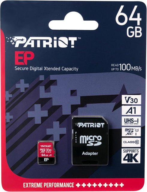 Patriot Memory 64GB A1 / V30 Micro SD Card for Android Phones and Tablets, 4K Video Recording - PEF64GEP31MCX...