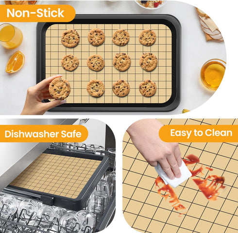 Silicone Baking Mat Roll - Heat Resistant Baking Macaron Bread Mat, Non-stick Pastry Mat, Reusable Dough Rolling Mat, Non Slip Countertop Protecto...