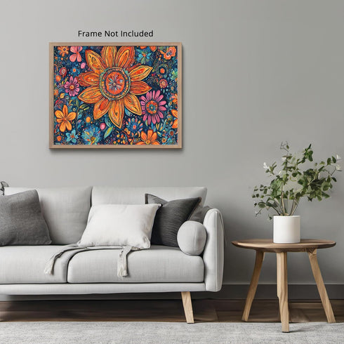 Posterizer 1 pcs- psychedelic funky hippie colorful flowers 2-Fantasy & Fiction Art-Retro Art- Living Room Bedroom Decor- unframed wall art...
