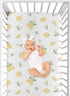 Sweet Jojo Designs Lemon Floral Girl Fitted Crib Sheet Baby or Toddler Bed Nursery - Yellow Green Beige White Watercolor Boho Bohemian Farmhouse F...