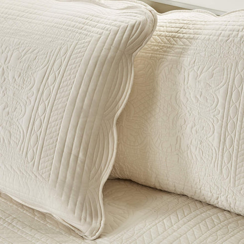 Madison Park Daybed Cover Set Damask Quilted Cover for Daybeds, All Season, Pre-washed Cotton-Filled Coastal Bedding with Scallop Edge, Shams, Bed...