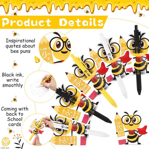 30 Sets Bee Theme Back to School Gifts Include Bee Ballpoint Pens Cute Bee School Year Cards First Day of School Gift for Student Boy Girls Classr...