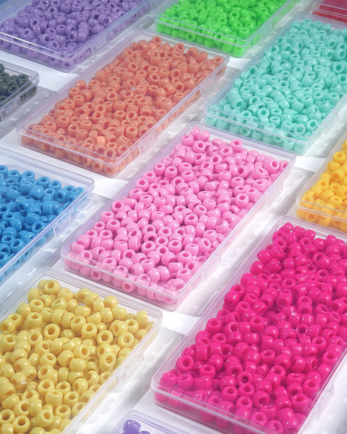 Deinduser Bulk Pony Beads with Storage Box - Pink Pony Beads, Rainbow Pony Beads for Bracelets, Beads for Crafts, Hair Beads for Girls, Key Chain,...