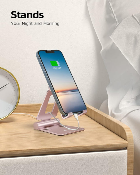 Nulaxy Dual Folding Cell Phone Stand, Fully Adjustable Foldable Desktop Phone Holder Cradle Dock Compatible with Phone 15 14 13 12 11 Pro Xs Xs Ma...