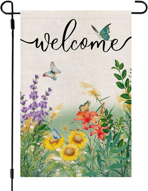 Spring Summer Garden Flags 12x18 Double Sided Welcome Garden Flag Lawn Flags Small Flags For Yard And Garden Outdoor Garden Flag...