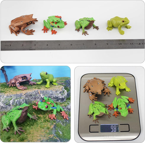 Wildlife Animal Frog Model Playsets 4 PCS Red Eye Tree Frog Triangular Leaf Frog Figures Figurine Family Party Favors Supplies Cake Toppers Set To...