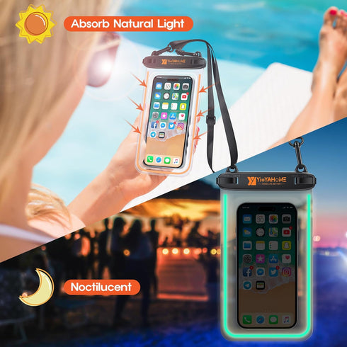 [2 Packs - 8.5“ Noctilucent Floatable Waterproof Phone Pouch Waterproof Phone case for iPhone Samsung Beach Swimming Kayaking Boating Fishing Divi...