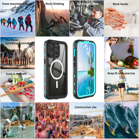 Case for iPhone 15 Pro,Compatible with MagSafe Waterproof DropProof DirtProof Snowproof Anti-Scratch Heavy Duty Full Body Protect Built in Screen ...