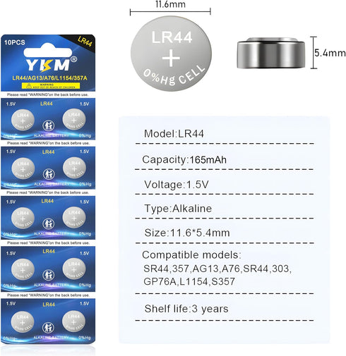 LR44 Batteries AG13 L1154f A76 357/303 L1154 SR44 L1154c LR44h 1.5V Batteries for Digital Caliper Meat Thermometer Watch Battery 40 Pack...
