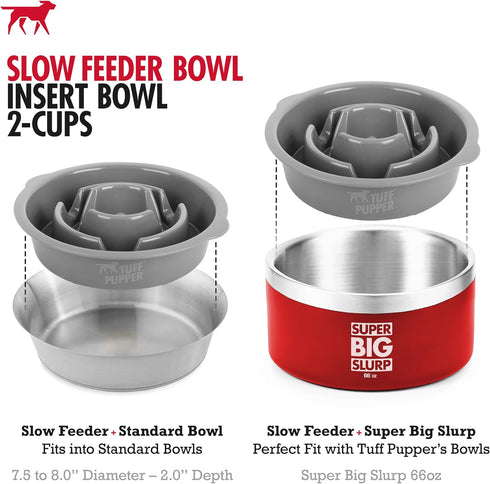 Tuff Pupper Slow Feeder Insert Bowl | Puzzle Maze Slows Down Eating | Elevated Feeder Tray Bowl | Standalone Dog Bowl | Pet Bowl Insert | Easy Cle...