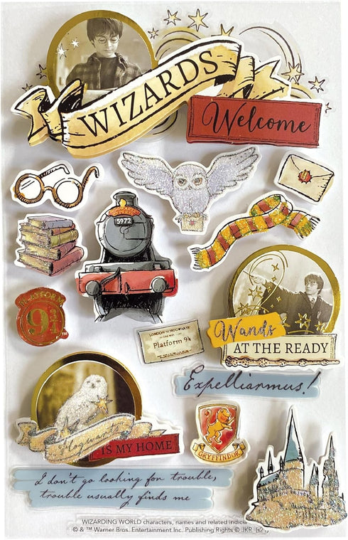 Paper House Productions Harry Potter Die-Cut 3D Scrapbook Sticker Sheet - Watercolor Icons...