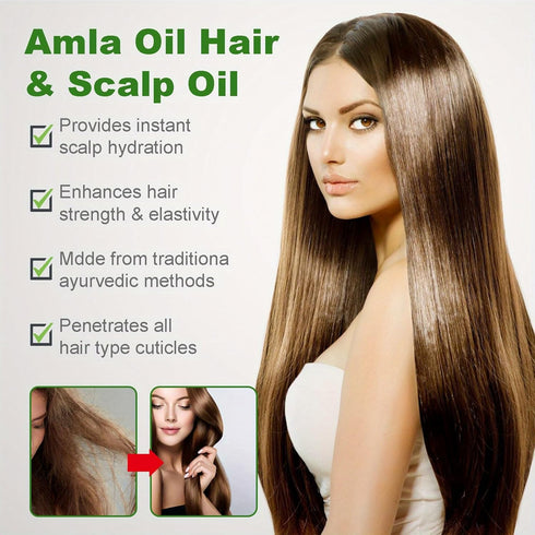 2 Pack Amla Oil Hair Scalp Oil for Hair Care and Growth Healthy Rejuvenates Hair Strengthens Hair Penetrates Root To Tip Hair Care Essential Oil f...