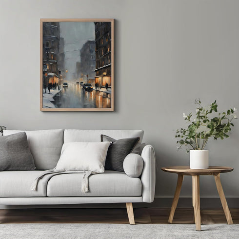 Posterizer 1 pcs-beautiful city in winter-in oil painting style -1-Landscape & Nature Art-GIft for Men Women Teens-Dining Room Decor- unframed wal...