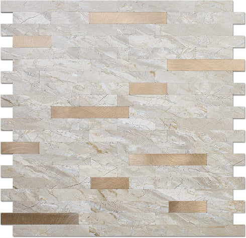 DICOFUN Marble Look Peel and Stick Backsplash Wall Tile, Light Brown PVC Kitchen Backsplash Peel and Stick...