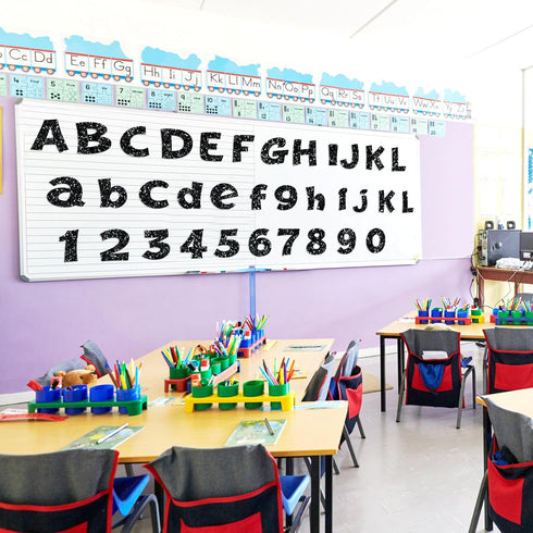 72 Pcs 4 Inch Glitter Bulletin Board Letters Chalkboard Classroom Letters Poster Cut Out Letters for Bulletin Boards with Adhesive Dot Alphabet 0-...