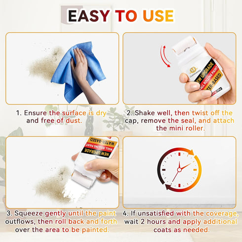 White Paint for Walls, Portable Paint Roller Kit for Effortless Cleaning & Pristine Walls, Small Roller Brush Repair Kit Remove Stains, Scratches,...