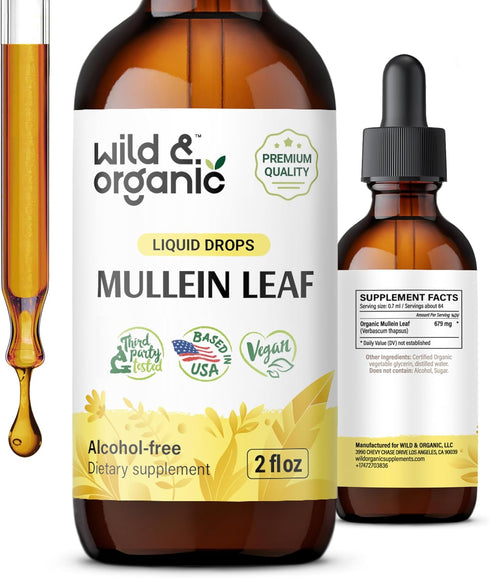 Mullein Leaf Tincture - Lung Detox - Organic Mulein Drops for Lung Health - Lung Cleanse - Mullein Leaf Liquid Extract Supplement - Vegan, No Addi...