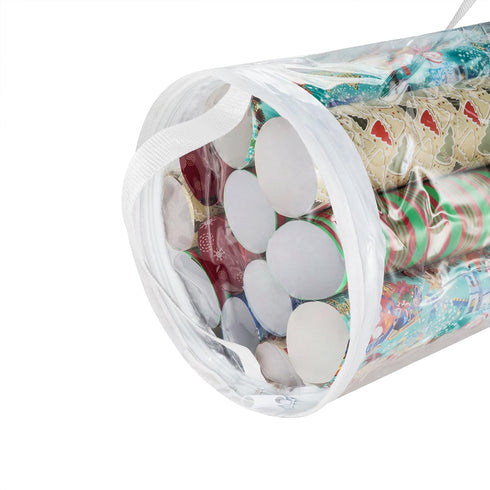 Elf Stor Gift Wrapping Paper Roll Storage Bags 31" and 40" long, Clear Totes with Handles, fits up to 25 pcs gift wrap paper roll in each bag...
