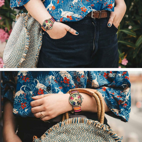 Ladies Watches for Women - Boho Hippie Womens Watches, PU Leather Woven Rainbow Watch...