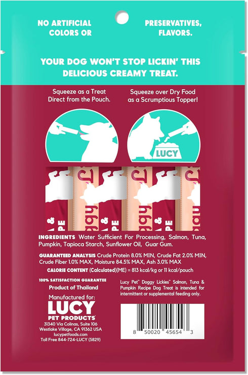 Lucy Pet® Doggy Lickies™ Salmon, Tuna & Pumpkin Recipe Creamy Purée Dog Treat 4oz...