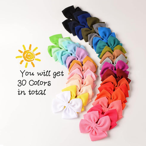 Prohouse 30 PCS Baby Girls Hair Bows Clips Barrettes Waffle Hair Accessories with Alligator Clip for Babies Girl Infant Toddlers Kids Teens...
