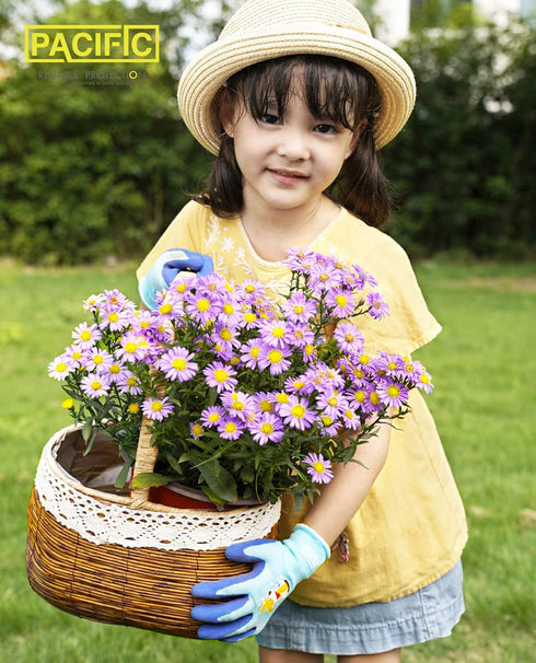 PACIFIC 3 Pairs Kids Gardening Gloves for Age 8-12, Toddler Rubber Coated Garden Gloves, Kids Work Gloves, for Children, Boys and Girls, Multicolo...