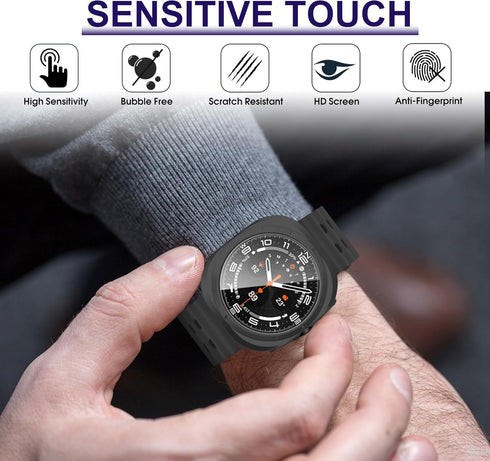 12+4 Pack Case for Samsung Galaxy Watch 7 Ultra 47mm with Tempered Glass Screen Protector, Waterproof Hard PC Scratch Resistant Protective Cover C...