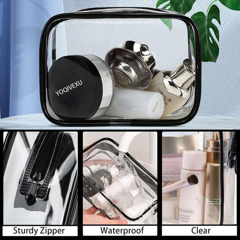 6 Pieces Clear Makeup Bags, Cosmetic Bag Bulk, Portable Travel Clear Pouch with Zipper, TSA Approved Toiletry Bag for Travel Waterproof Makeup Bag...