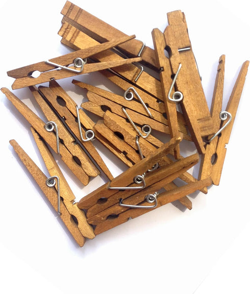 LWR CRAFTS Wooden Large Clothespins 3-5/16" 8.4cm 30 Pieces Per Pack (Jacobean)...