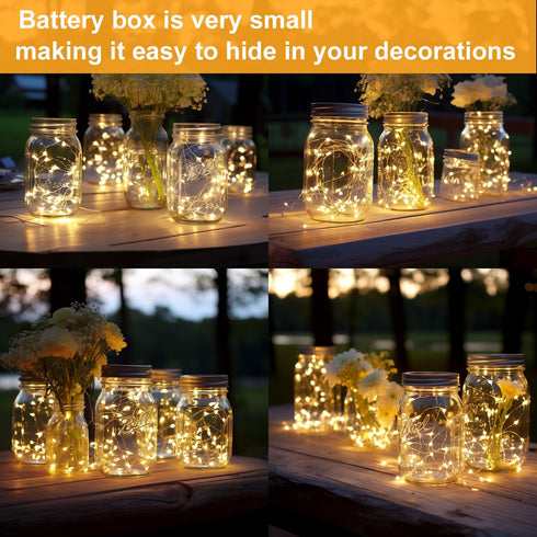 24 Pack Fairy Lights Battery Operated String Lights-3.3ft 20 LED Silver Wire Warm White for Wedding,Party,Table Centerpieces,DIY Crafts,Mason Jars...