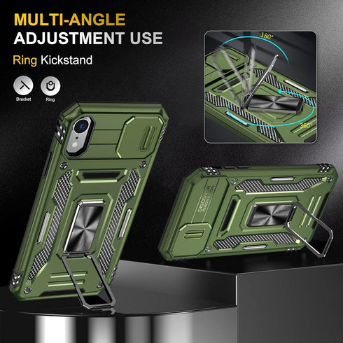 iPhone X/Xs Case, Slide Camera Protective Cover, Rotate Kickstand, Shockproof Cover (Green)......