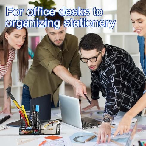 Mesh Pen Holder Office Stationery Storage Box Desk Accessories Storage Bins for Memo Folder Office Supplies Student Desktop or Closet Organizers a...