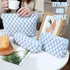 3 Pcs Makeup Bag Cosmetic Bag Set for Girls Women Checkered Travel Organizer Bathroom Toiletry Pouch Large Capacity Storage Bag (Blue-White)...