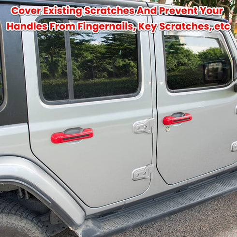 E-cowlboy Door Handle Inserts Cover Trim+Tailgate Handle Cover for 2018-2024 Jeep Wrangler JL JLU Sports Sahara Freedom Rubicon Unlimited Gladiato...